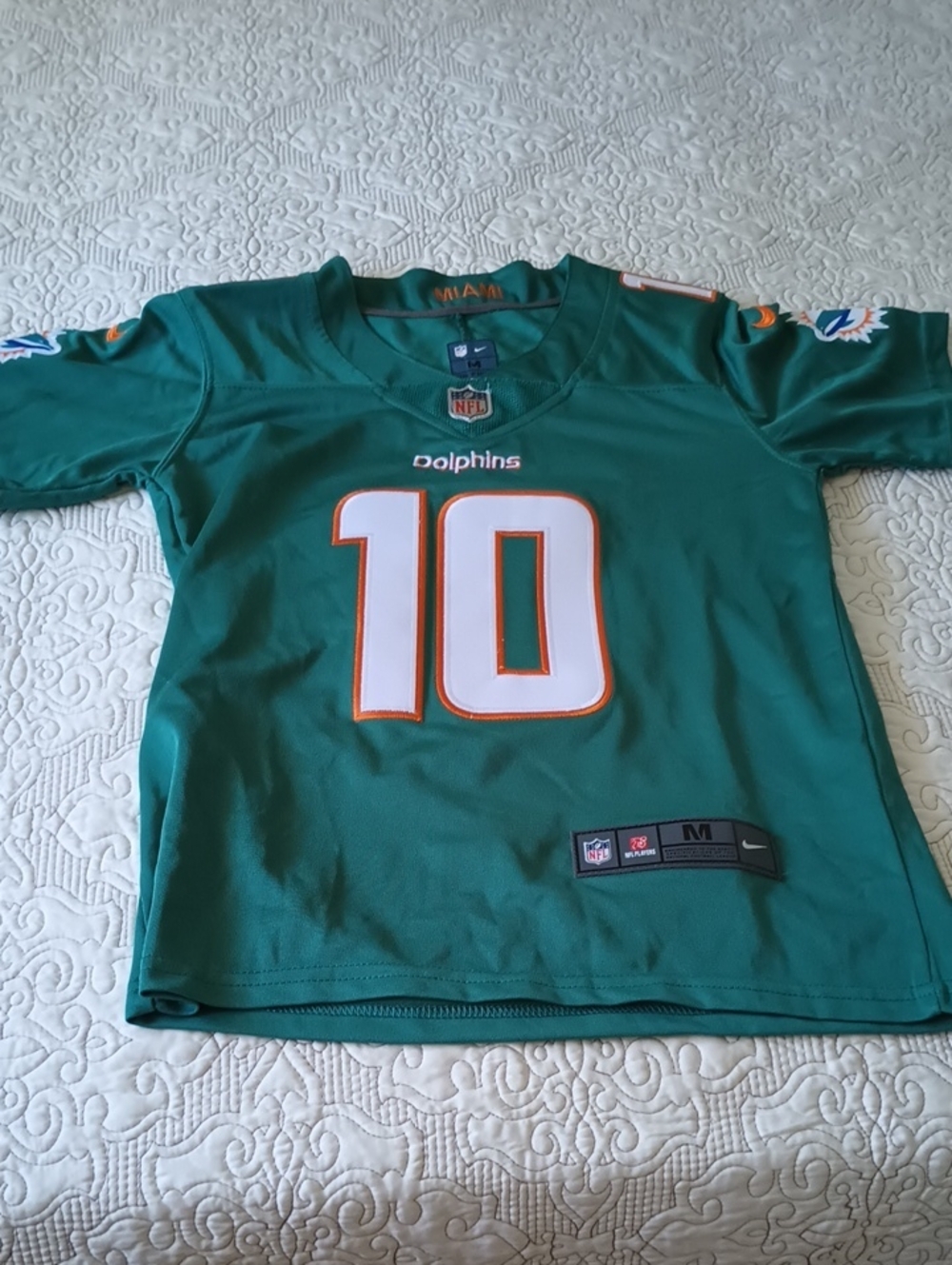 Nike Miami Dolphins Teal Football Jersey #10 Tyreek Hill White & Orange Sz M